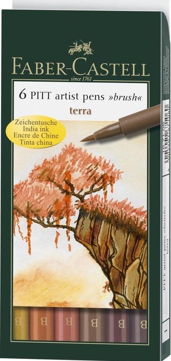 Actual product image Faber-Castell PITT Artist Pen Case Terra (Brown, 6 x)