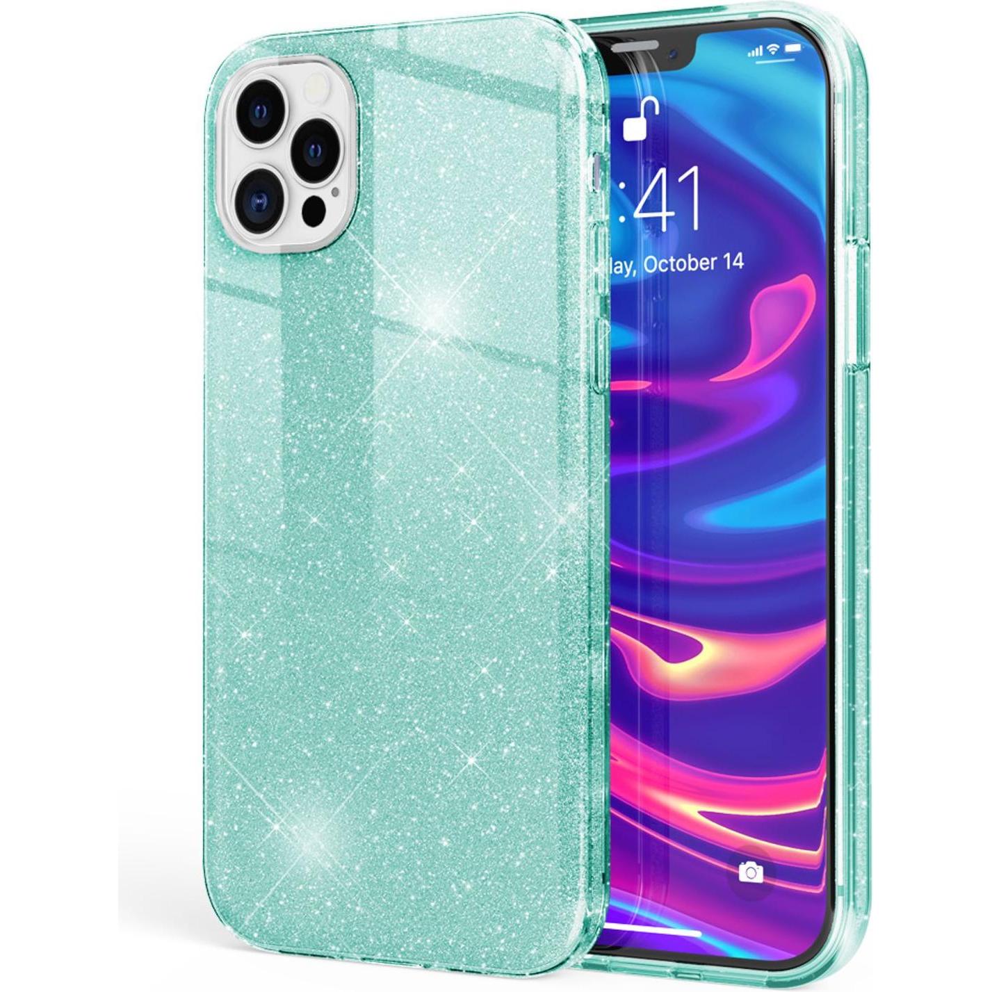 Nalia Glitzer Handyhülle (Apple iPhone 12 Pro Max), Smartphone Hülle, Grün