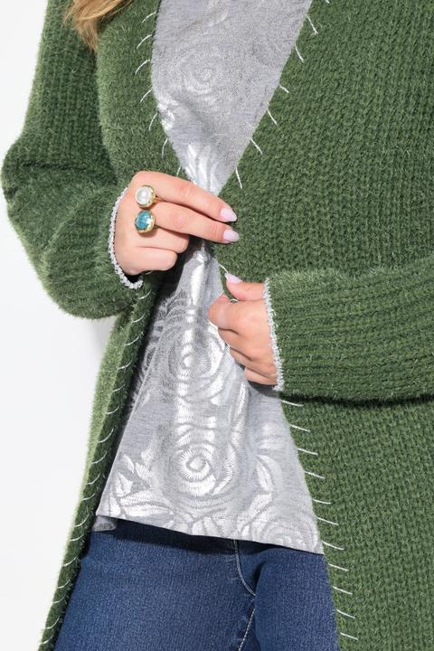 Produktbild Miamoda Strickjacke, extra lang, Ausschnitt mit Zierstich (56)