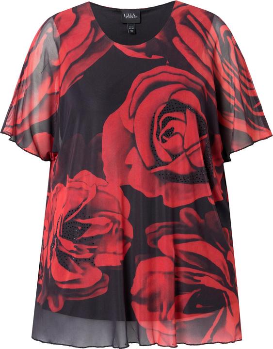 Produktbild Ulla Popken Chiffonbluse, Rosen, Oversized, Rundhals, Halbarm (46, 48)