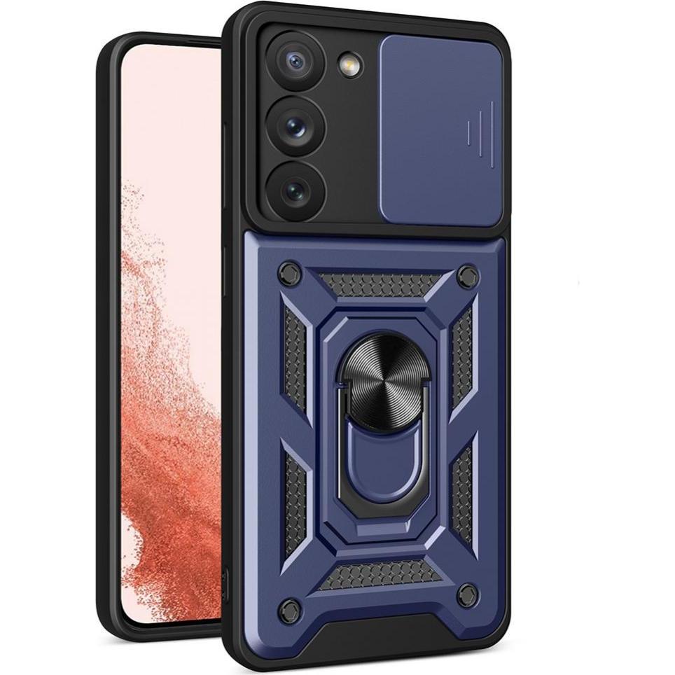 Hurtel Hybrid Armor Camshield Hülle für Samsung Galaxy S23+ gepanzerte Hülle mit Kameraabdeckung blau (Samsung Galaxy S2...