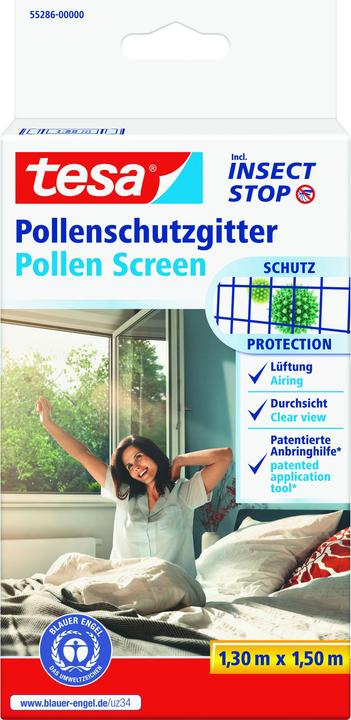 Image du produit tesa Grille anti-pollen, pour les personnes allergiques, à sceller, y compris bande Velcro autocollante (130 x 150 cm)