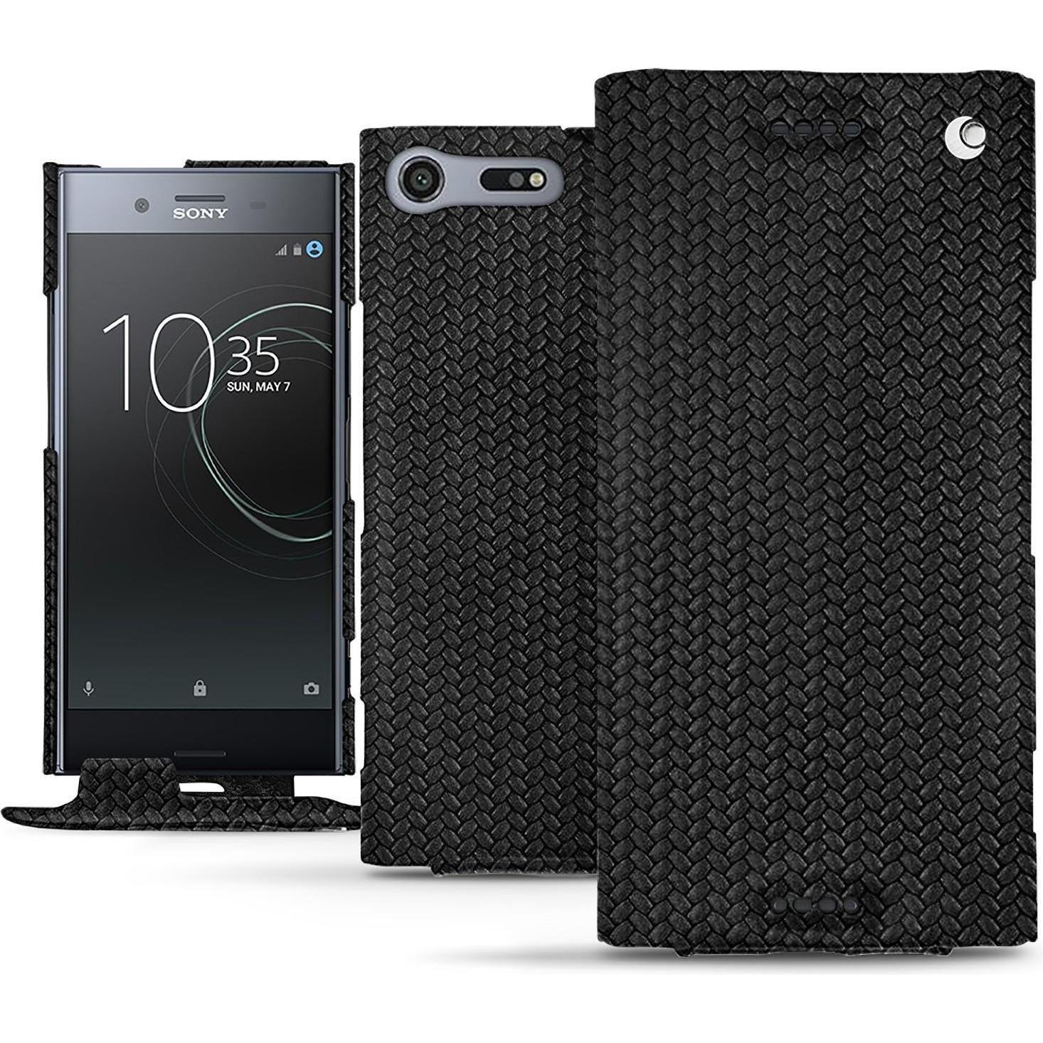 Noreve Lederschutzhülle vertikal (Sony Xperia XZ Premium), Smartphone Hülle, Schwarz