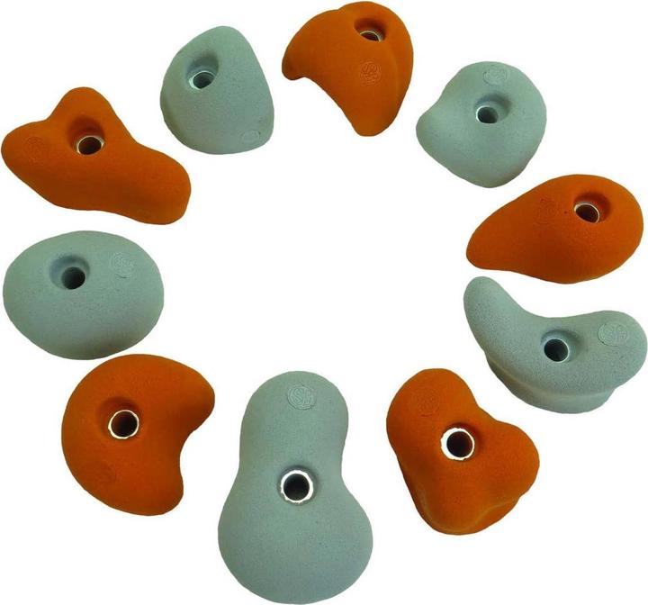 Produktbild Kletterbude Klettergriffe für Kinder Komplettset StarterKids Sprösslinge, made in Germany (Orange-grau)