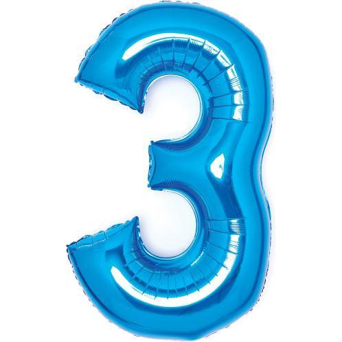 Amscan Folienballon blau, 66cm, Nummer 3