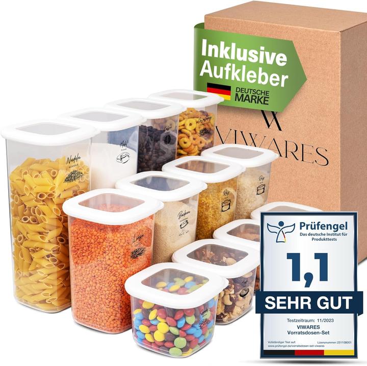 Actual product image Viwares Set of 12 storage tins (0.55 l)