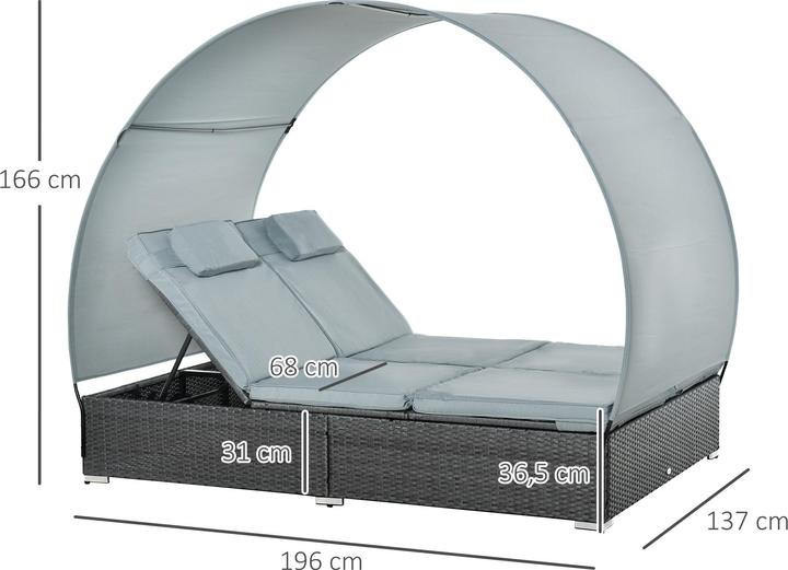 Produktbild Outsunny Doppelliege mit Sonnendach (196 cm)