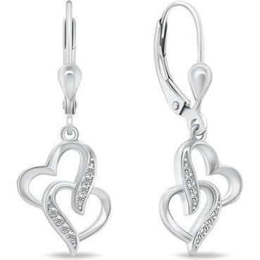 Brilio, Ohrringe, Silver - Romantic silver earrings Hearts EA467W