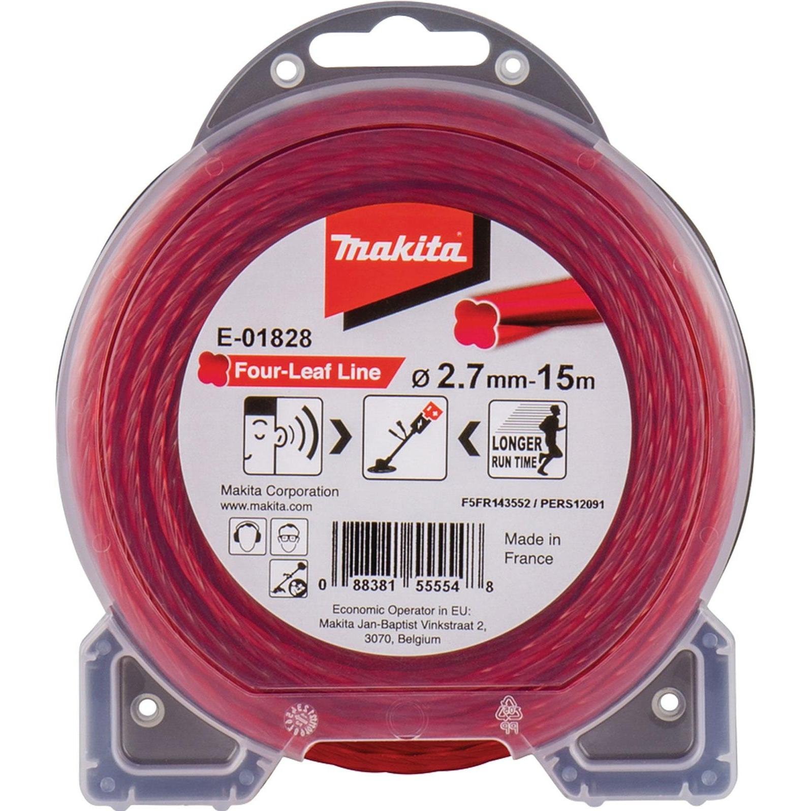 Makita, Accessori per macchinari da giardino, Filo di falciatura a quattro foglie 2,7 mm x 15 m (Pioniere delle erbacce, Lenza per tagliabordi + rocch