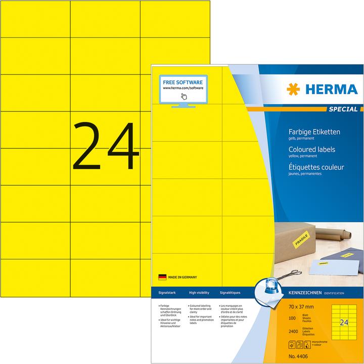 Produktbild HERMA Farbige Etiketten A4