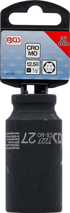 Produktbild BGS Kraft-Steckschlüssel-Einsatz Sechskant, tief | Antrieb Innenvierkant 12,5 mm (1/2") | SW 27 mm (27 mm)