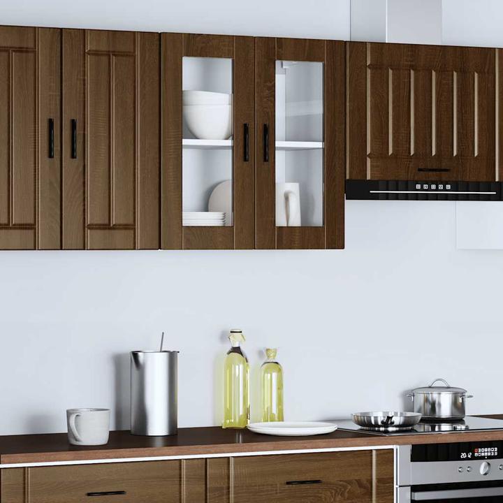 Image du produit VidaXL Armoire de cuisine suspendue avec porte vitrée Porto brun imitation chêne (60 x 31 x 60 cm)