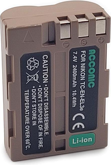 Produktbild Acconic Akku mit USB-C Input für Nikon D700 D300 D200 D100 D80 D70 D50 EN-EL3e PTC (Akku)