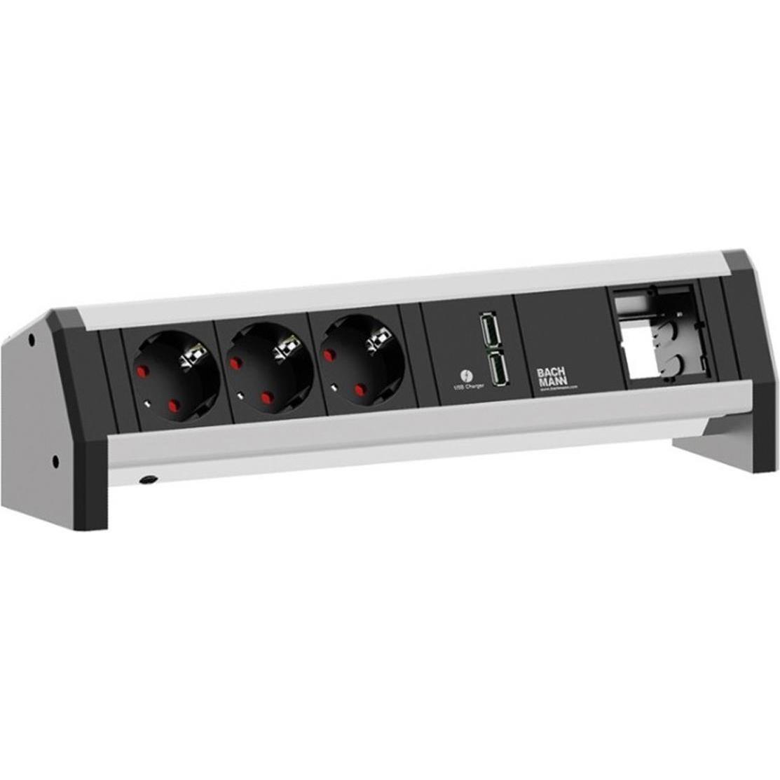 Thumbnail - Bachmann DESK 3x Schutzkontakt 1x USB Charger 1x ABD GST18, Elektronikkabel + Stecker, Schwarz