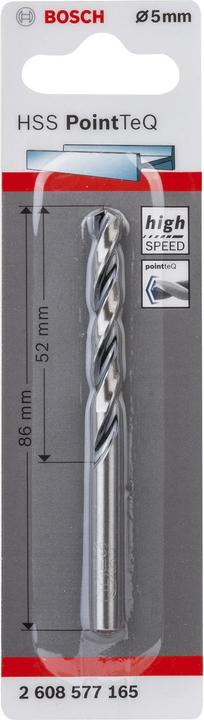 Produktbild Bosch Professional Zubehör Metallspiralbohrer HSS PointTeQ, DIN 338, 5,0 mm, 1er-Pack (5.0 mm)
