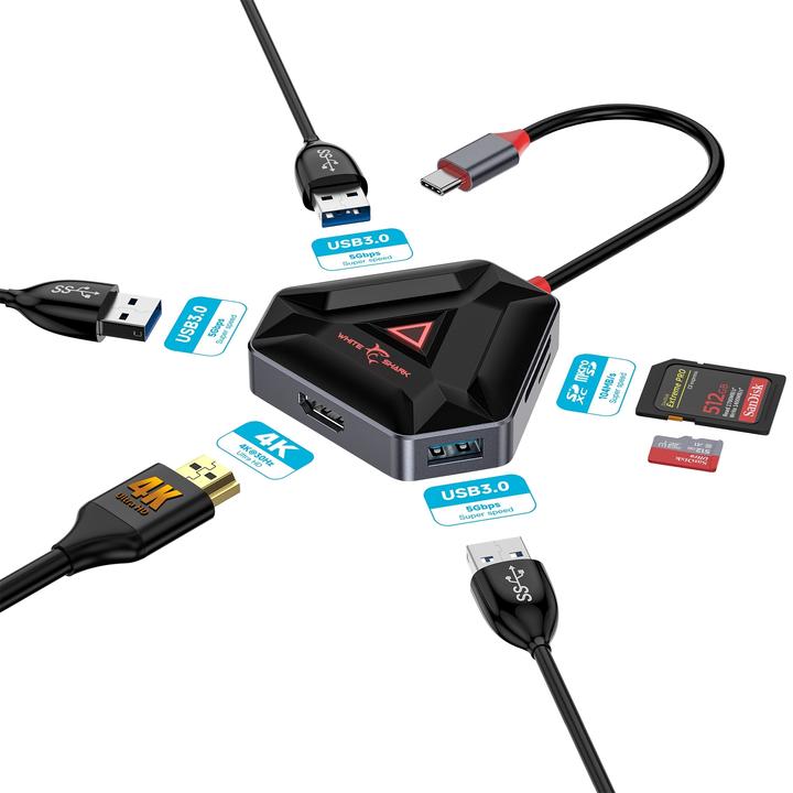 Actual product image Sbox Hexagon 6 IN 1 Type-C HUB (USB-C, 6 ports)