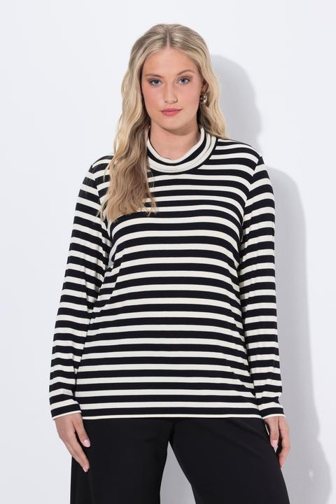 Image du produit Ulla Popken T-shirt slim à col roulé, rayures et manches longues (58)