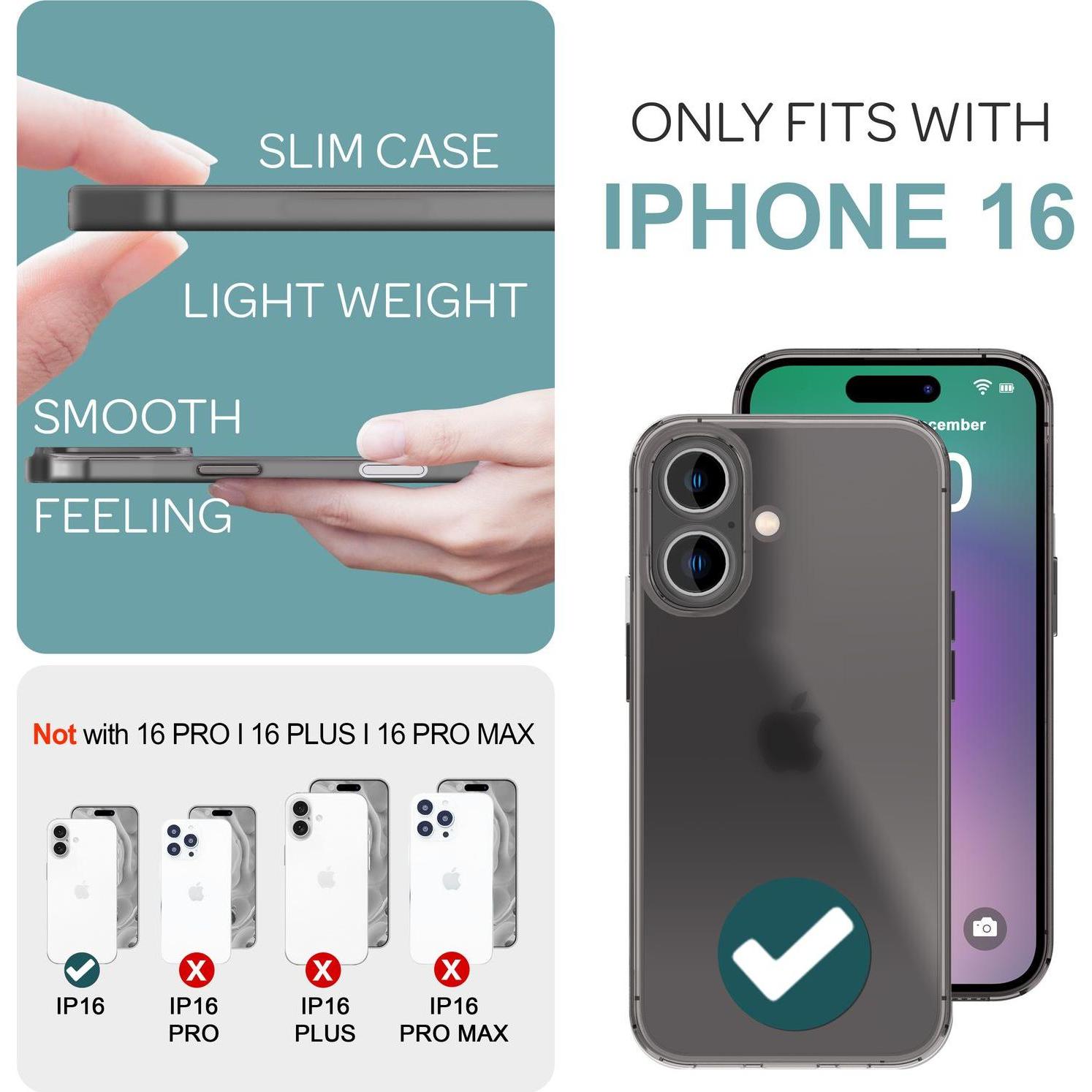 Thumbnail - Nalia Extrem Dünnes 0,3mm Mattes Hardcase (Apple iPhone 16), Smartphone Hülle, Schwarz