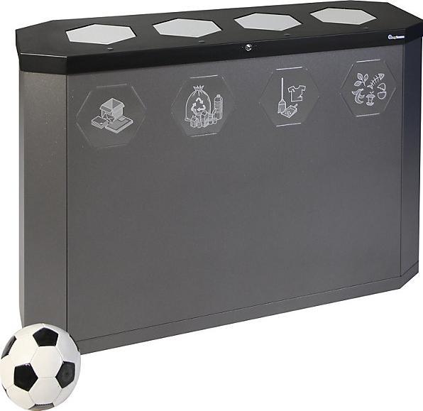 Image du produit Collecteur de tri SIXCO, quadruple, orifice de dépôt fermé, noir profond / gris (45 l)