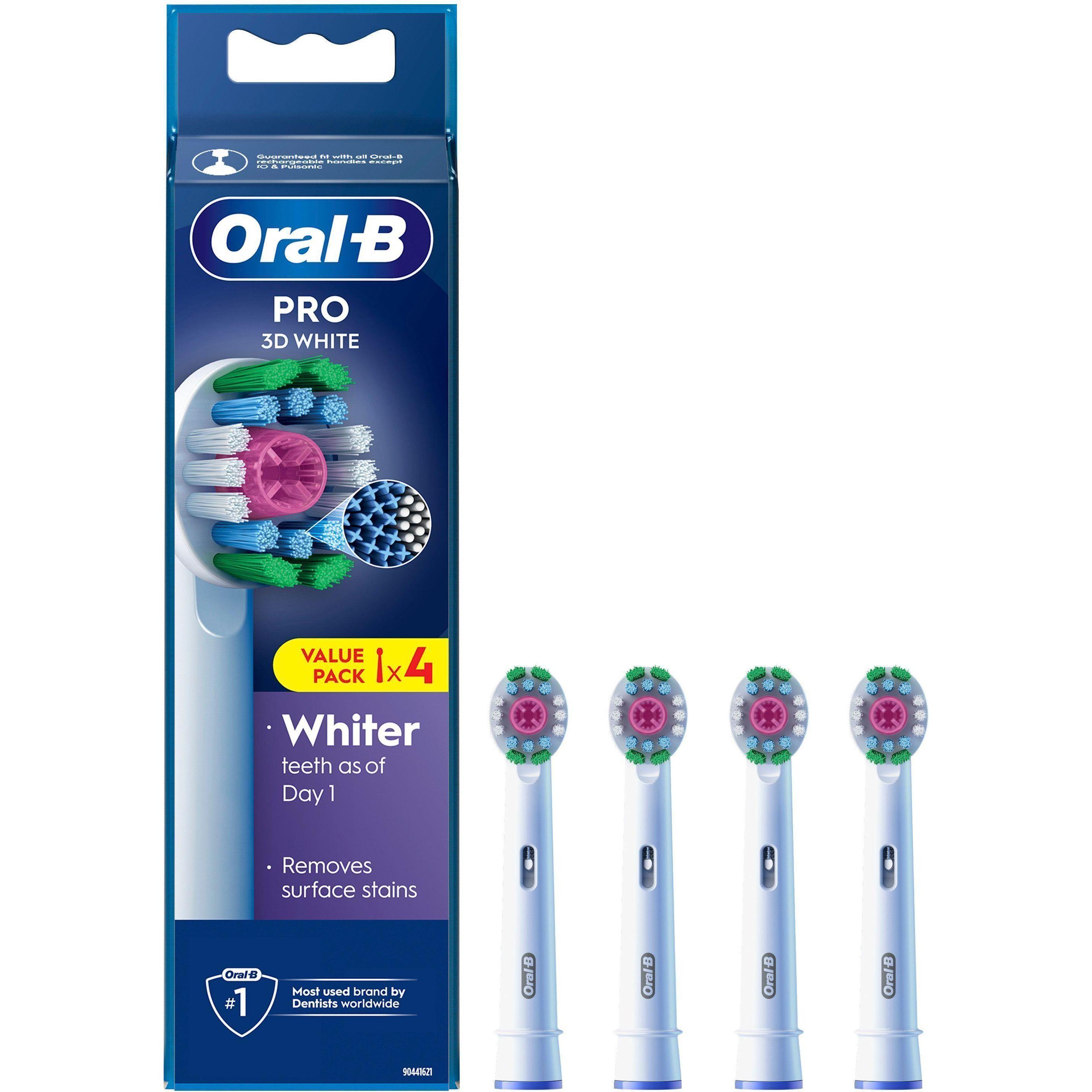 Oral-B, Testine per spazzolino, Pro 3D White Electric Toothbrush Head with X-Shaped Bristles (4 x)