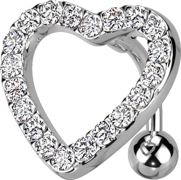 Produktbild Star Piercing Banane silber Herz mit Kristallen silber (Chirurgenstahl 316L/Messing)