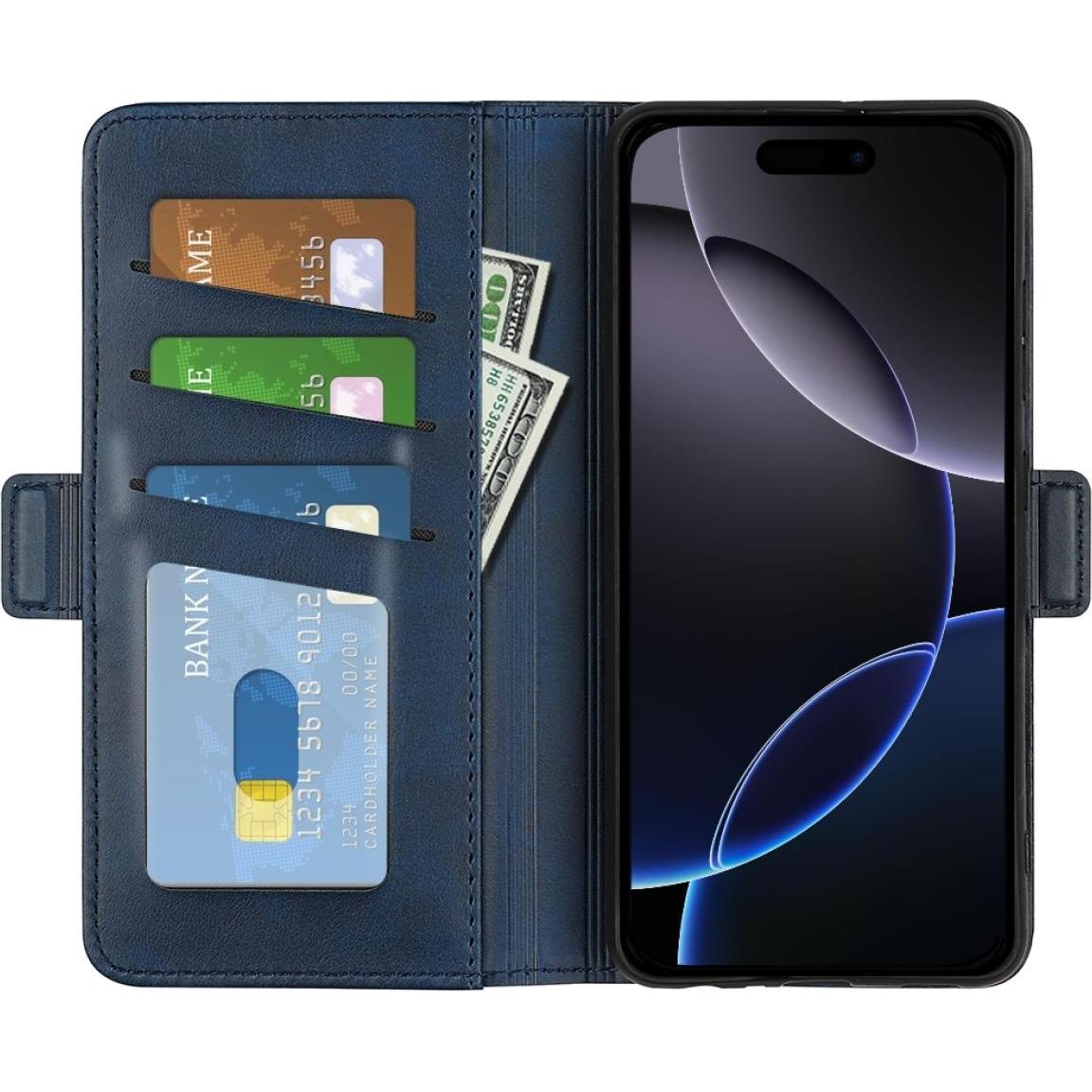 Screenguard CardLounge Apple iPhone 16 Pro Leder Hülle (Apple iPhone 16 Pro), Smartphone Hülle, Blau