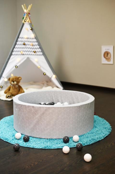 Image du produit Knorrtoys Bällebad soft - "Geo cube grey" - 300 balls grey/creme (ca. 6cm Durchmesser)