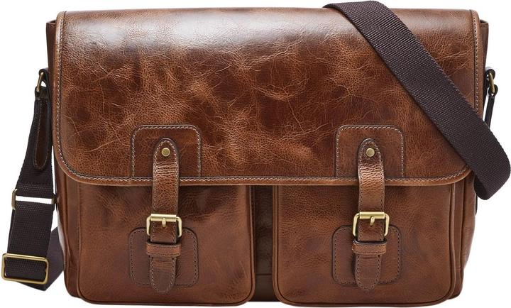 Actual product image Fossil Greenville Messenger leather 41 cm laptop compartment (17")