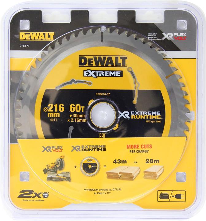 Actual product image DeWalt Xtreme Runtime 216mm x 30mm 60T CSB
