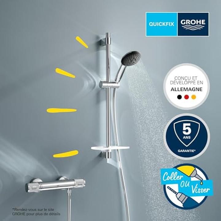 Actual product image Grohe Precision Feel QuickFix Thermostat-Duscharmatur und Vitalio Start 110 Brausestangenset, Länge 600mm