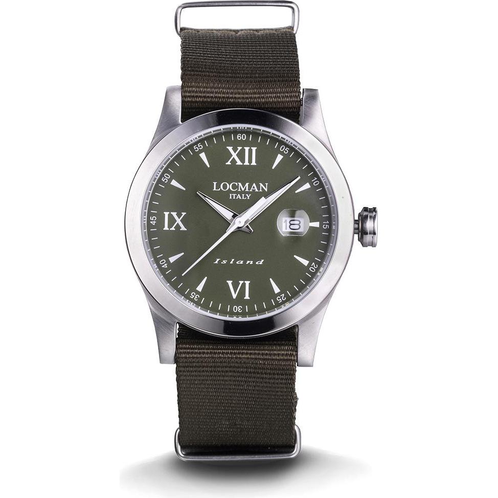 Locman, Armbanduhr, Italy Herrenuhr Island grün Ref. 0614A03, Silber, Grün, (Analoguhr, 40 mm)