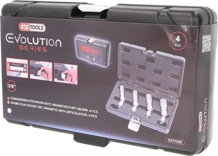 Actual product image KS Tools 517.1145 3/8" Zündkerzen-Stecknuss-Satz magnetisch mit Gelenk