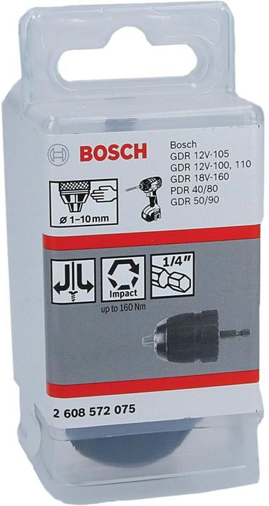 Produktbild Bosch Professional Zubehör Schnellspannbohrfutter bis 10 mm, 1 - 10 mm, 1/4-Zoll - Aussensechskantschaft
