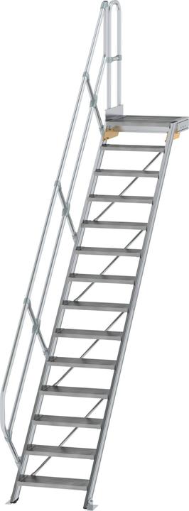 Produktbild Munk Treppe mit Plattform 45° Stufenbreite 600 mm 14 Stufen Aluminium geriffelt (Gerüst, 60 cm)