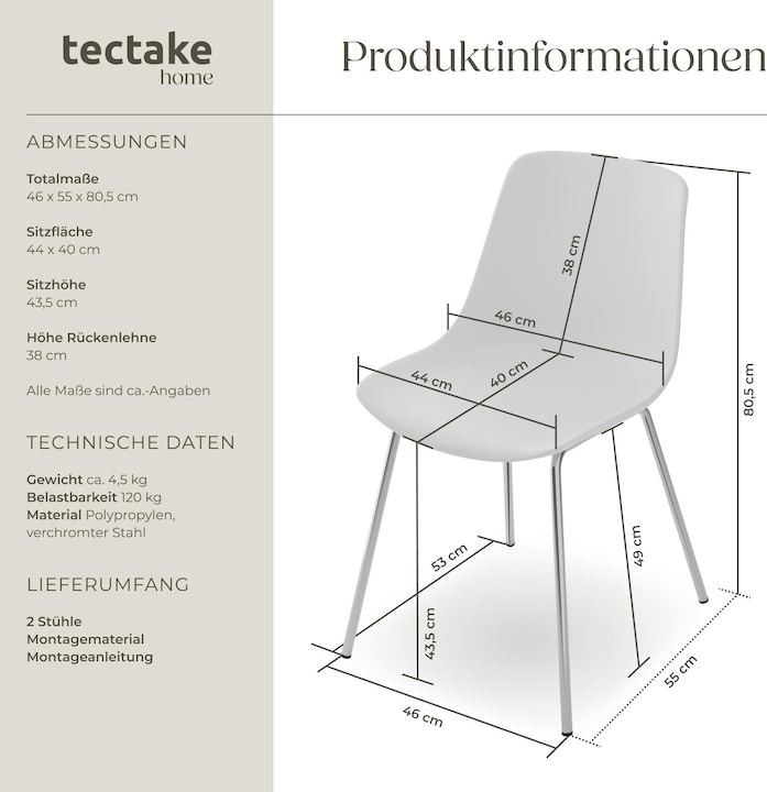 Actual product image tectake Mave plastic chairs