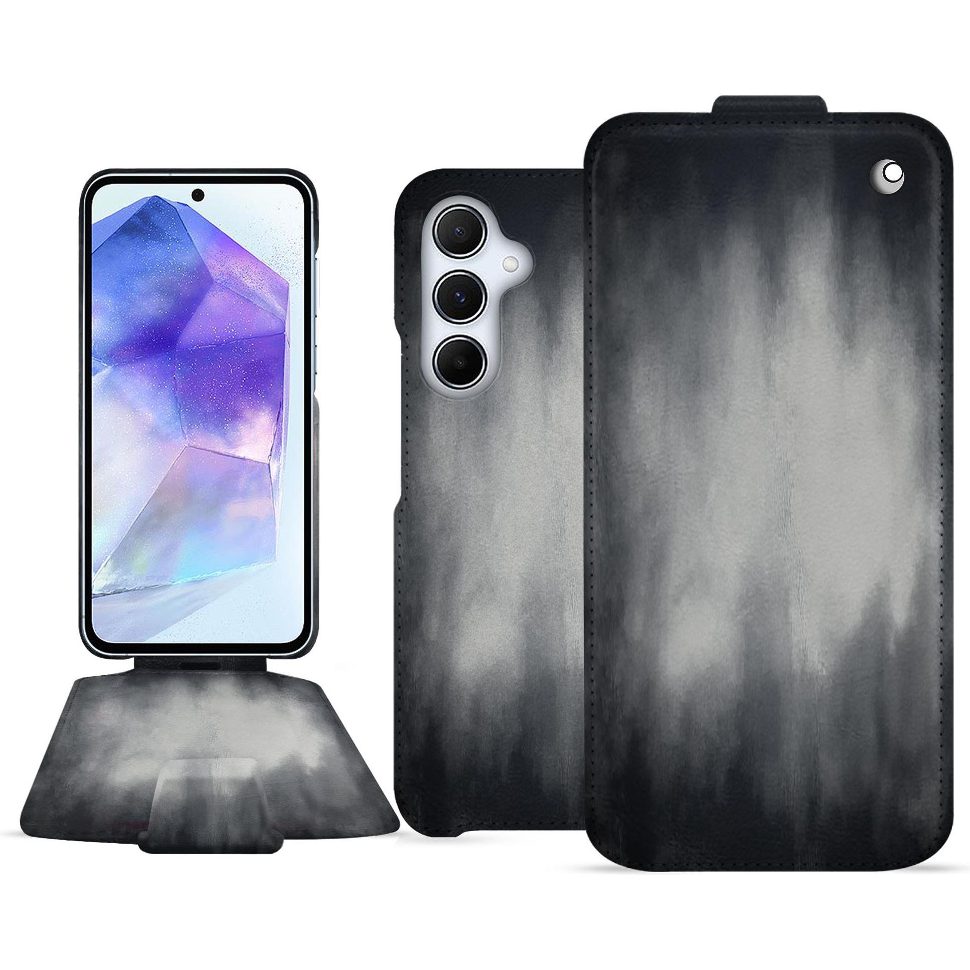 Noreve Lederschutzhülle vertikal (Samsung Galaxy A55), Smartphone Hülle, Grau