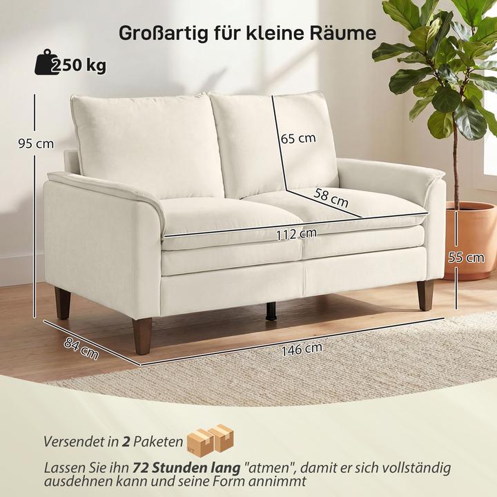 Produktbild Homcom Zweisitzer Sofa Chenille (100 % Polyester) Cremeweiss (2-Sitzer)