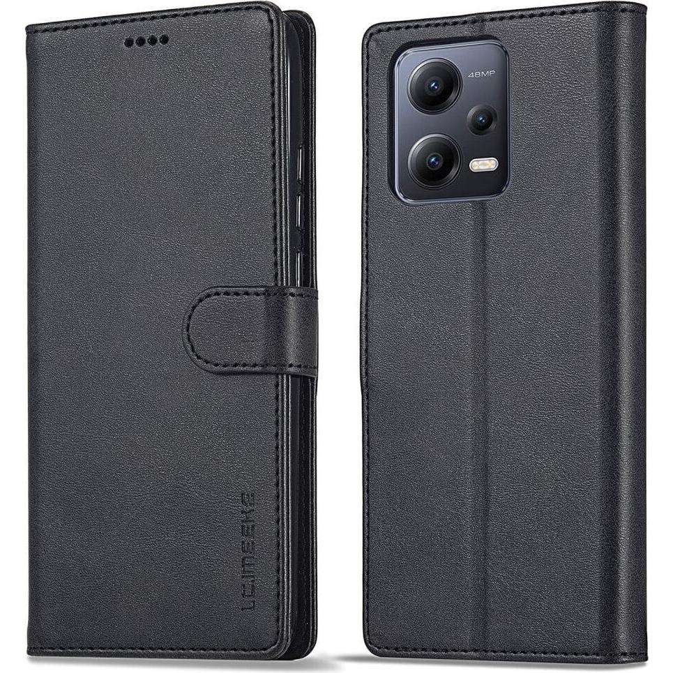 LC.Imeeke Xiaomi Poco X5 - Leder Etui Hülle schwarz (Xiaomi Poco X5), Smartphone Hülle, Schwarz
