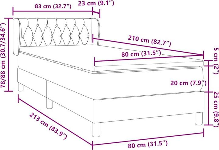 Image du produit vidaXL Boxspringbett (80 x 210 cm)