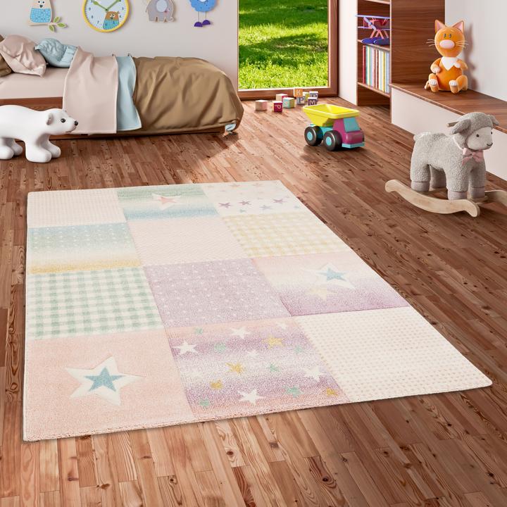 Actual product image Pergamon Children carpet Maui Kids plaid stars (200 x 290 cm)