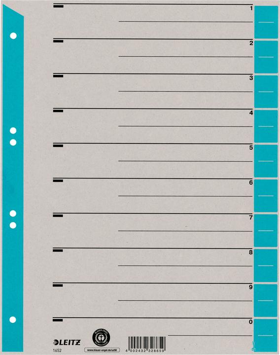 Leitz Intercalaires,25 Pcs. Bleu Clair
