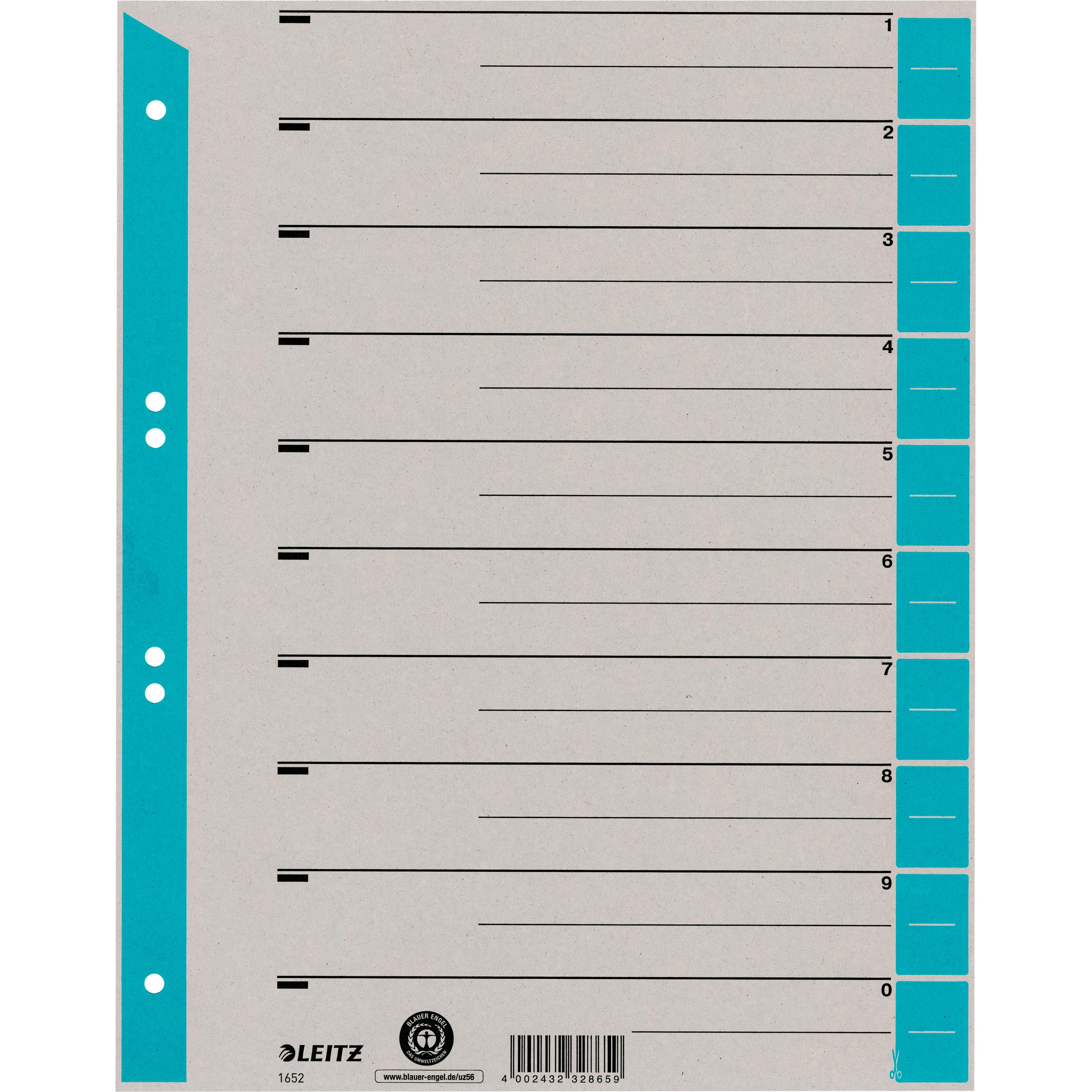 Leitz, Ordner Zubehör, TRENNBLÄTTER,25 ST. HELLBLAU