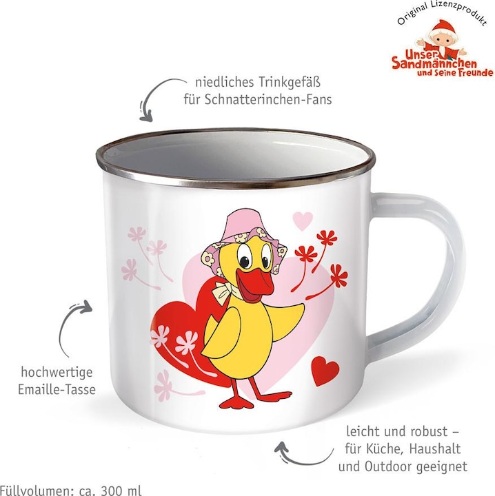 Produktbild Unser Sandmännchen Emaille Becher Tasse Schnatterinchen (300 ml)