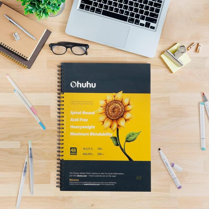 Actual product image Ohuhu Kunst-Skizzenbuch, 48 Blatt, A3 (A3, Plain, Soft cover)