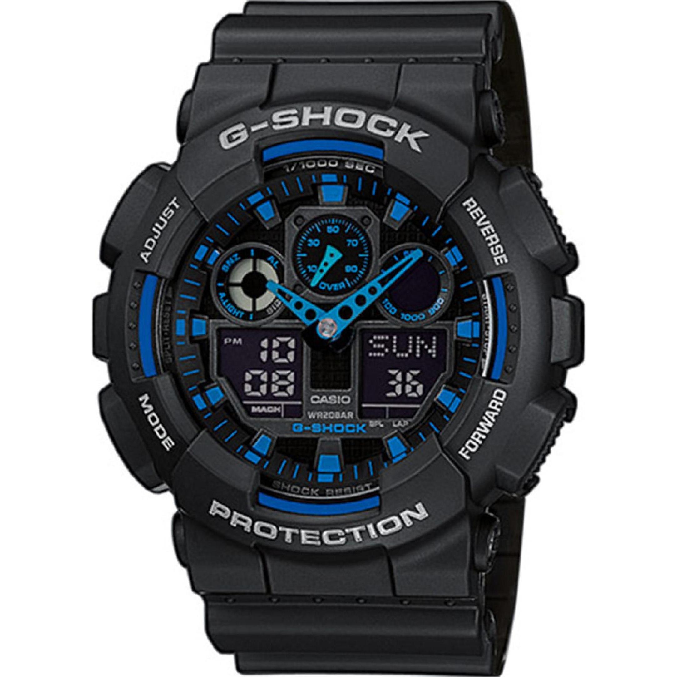 G-Shock, Armbanduhr, Ga-100-1a2er, Blau, Schwarz, (Digitaluhr, 55 mm)