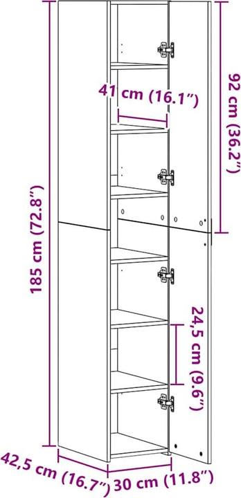 Actual product image vidaXL Highboard (42.50 x 30 x 185 cm)