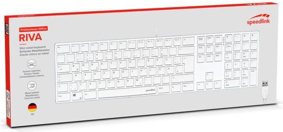 Actual product image Speedlink RIVA Slim Metal Scissor Keyboard, white - DE Layout (DE, Cable)