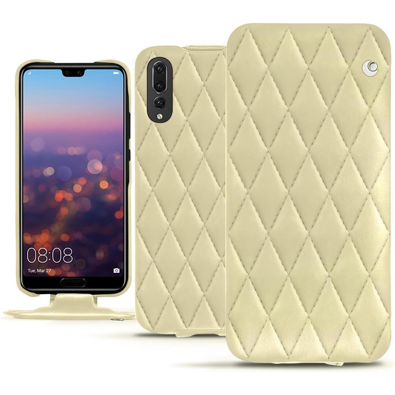 Noreve Lederschutzhülle vertikal (Huawei P20 Pro), Smartphone Hülle, Beige