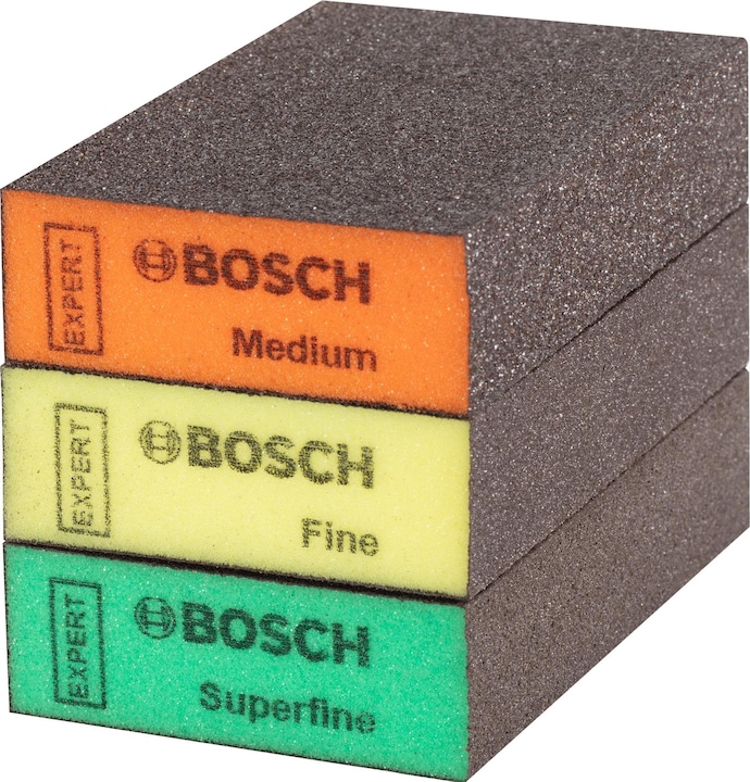 Produktbild Bosch Professional Zubehör EXPERT S471 Standard Block, 69 x 97 x 26 mm, M, F, SF, 3-tlg. (Mittel, Fein, Superfein)