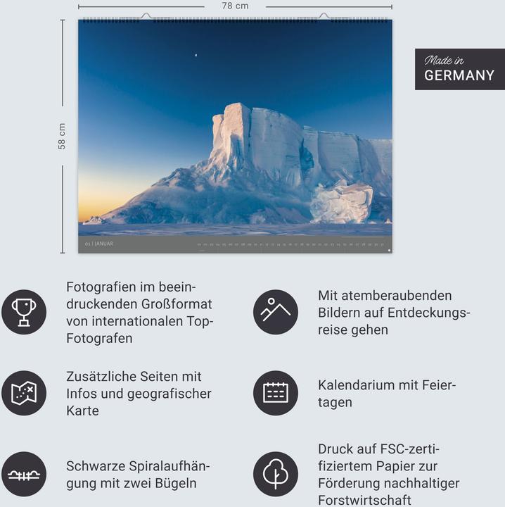 Produktbild Die letzten Paradiese - Edition Alexander von Humboldt Kalender 2026 (78 x 58 cm, Harter Einband, Deutsch)